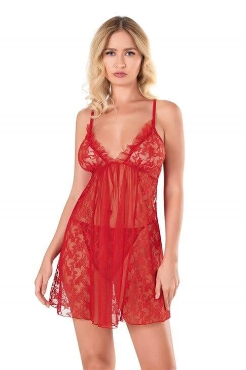 Aria's Closet Kırmızı Kısa Tül Gecelik 4132