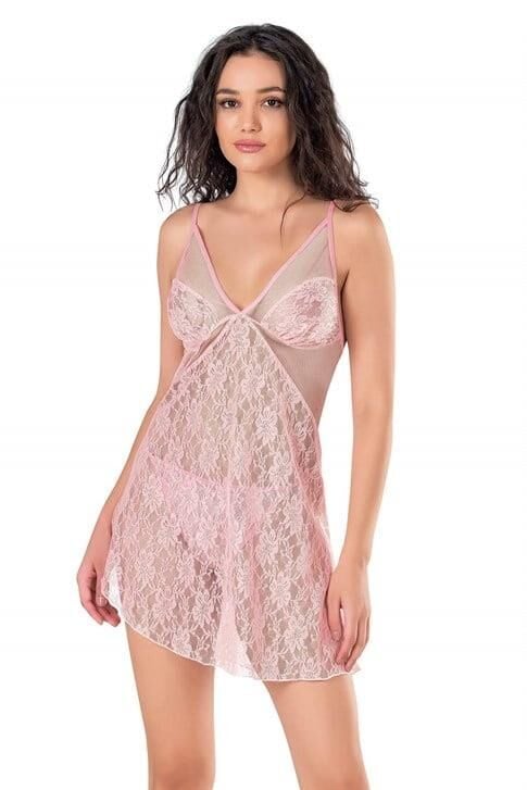 Aria's Closet Pembe Kısa Tül Gecelik 4141
