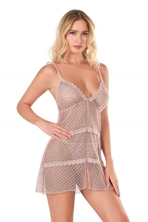 Aria's Closet Pudra Kısa Tül Gecelik 4143