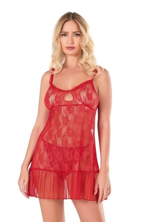 Aria's Closet Kırmızı Kısa Tül Gecelik 4144