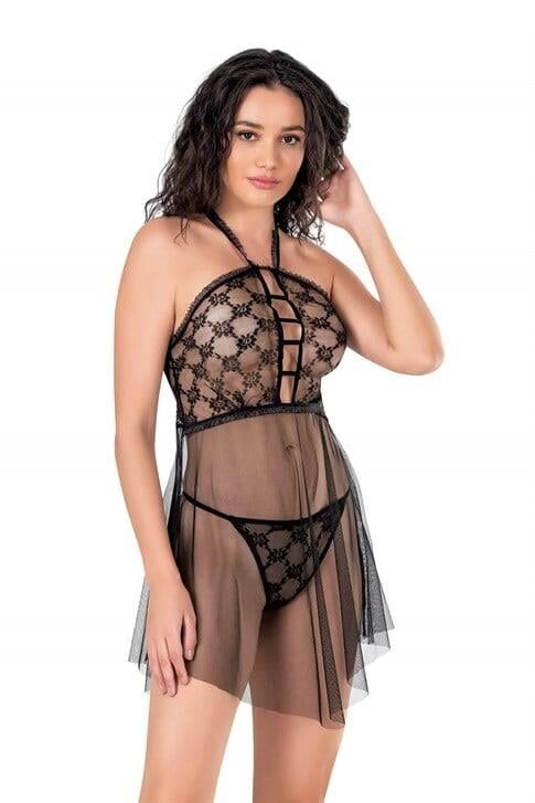 Aria's Closet Siyah Kısa Tül Gecelik 4145