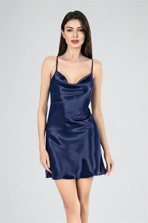Aria's Closet Kısa Gecelik Degaje  Lacivert 7740