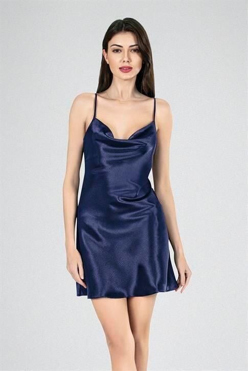 Aria's Closet Kısa Gecelik Degaje  Lacivert 7740