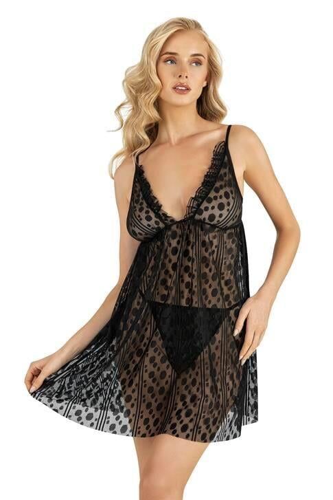 Aria's Closet Siyah Kısa Tül Gecelik 4235