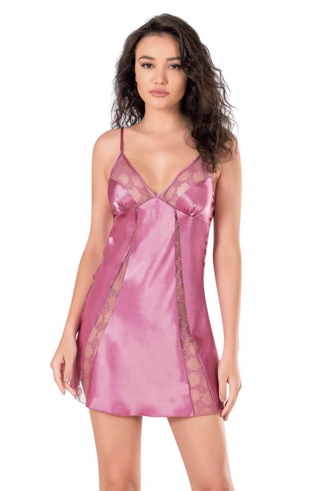 Aria's Closet Gül Kurusu Kısa Saten Gecelik