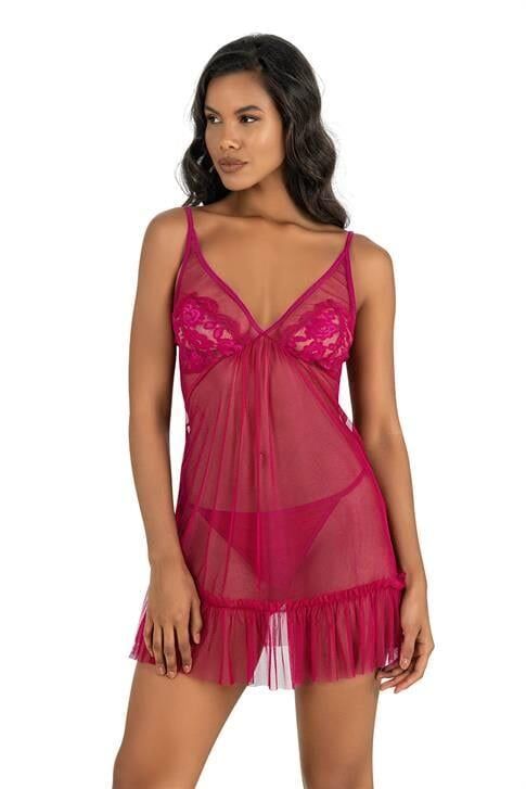 Aria's Closet Vişne Kısa Tül Gecelik 4242