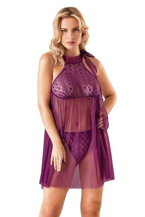 Aria's Closet Mor Kısa Tül Gecelik 4250