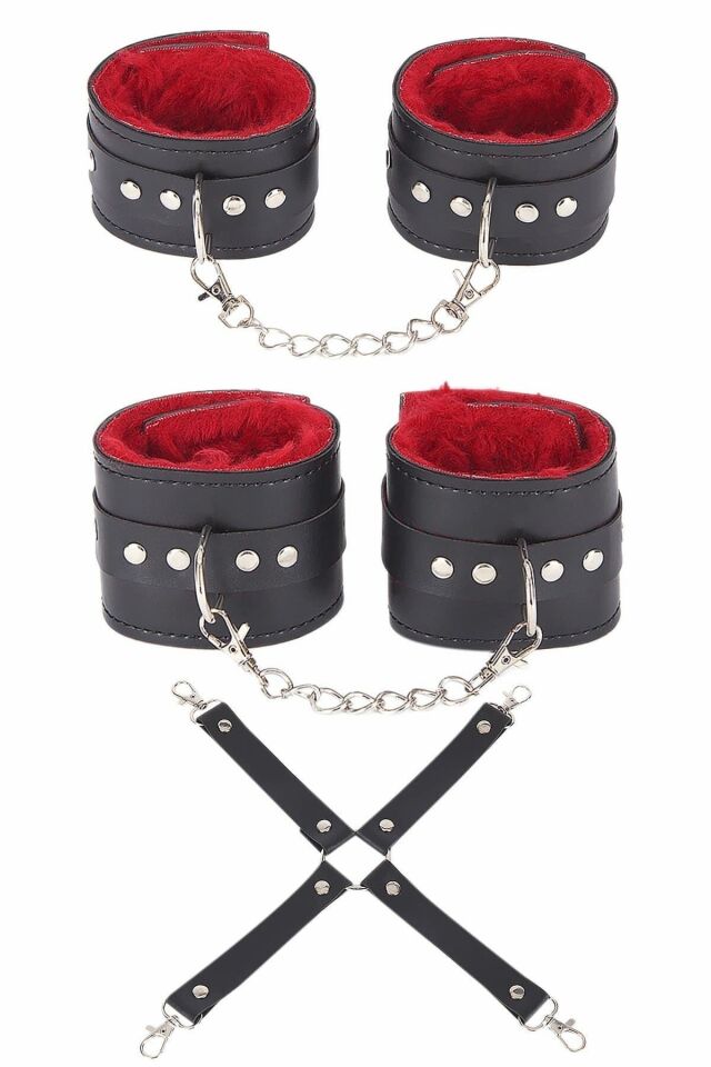 Siyah Kırmızı Harness Fantezi Aksesuar Suni Deri 700529