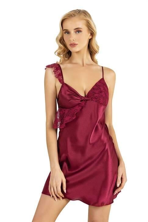 Aria's Closet Bordo Kısa Saten Gecelik 8235
