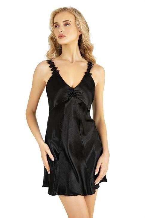 Aria's Closet Siyah Kısa Saten Gecelik 8246