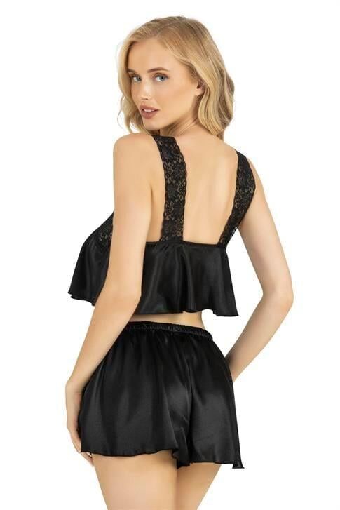 Aria's Closet Siyah Saten Şort Takımı 9200