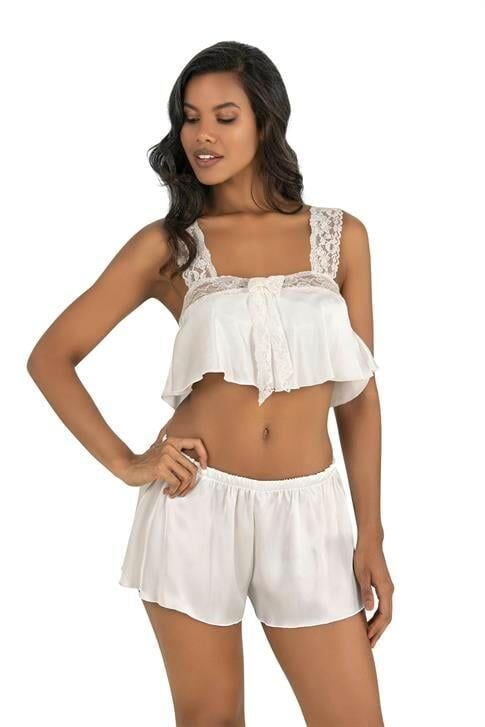 Aria's Closet Ekru Saten Şort Takımı 9200