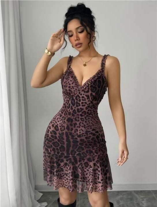 Aria's Closet Timsah Desenli Askılı Mini Club Elbisesi