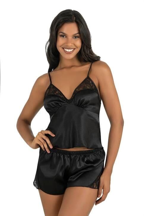 Aria's Closet Siyah Saten Şort Takımı 9203
