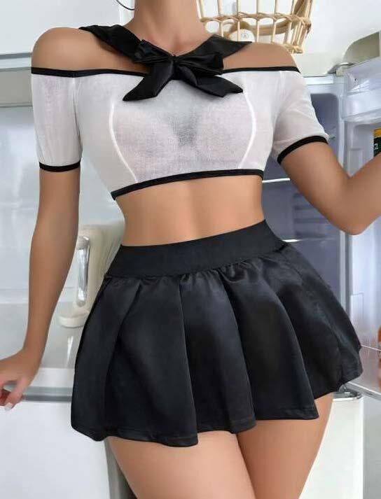 Aria's Closet Transparan Mini Etekli Kurdela Detaylı Fantezi Kostüm