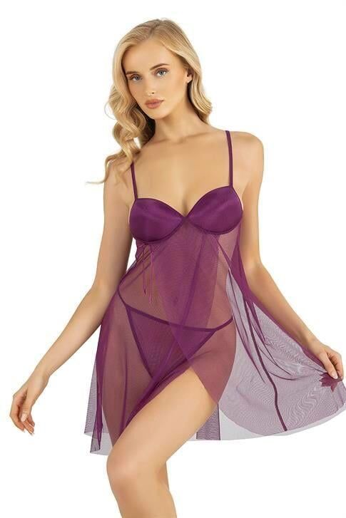 Aria's Closet Mor Kısa Tül Gecelik 4253