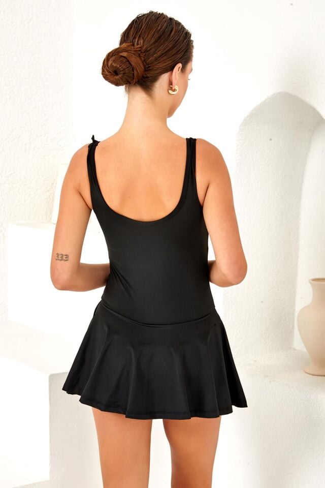 Aria's Closet Fırfır Detaylı Siyah Elbise Mayo