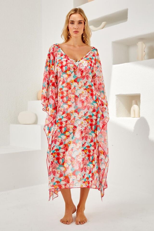 Aria's Closet V Yaka Uzun Elbise Pareo
