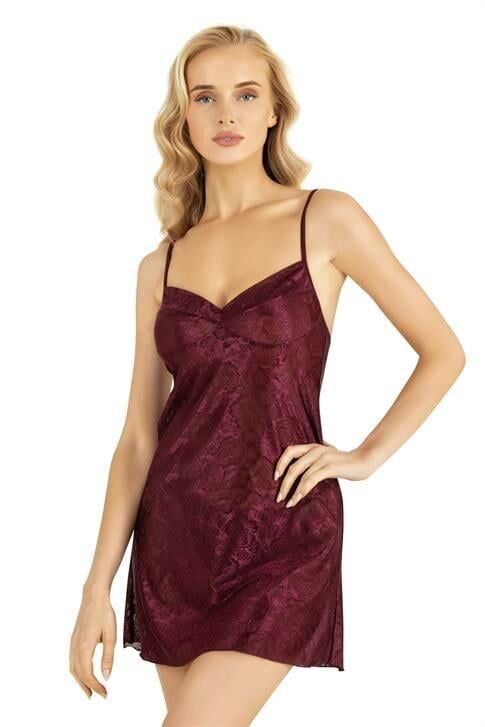 Aria's Closet Bordo Kısa Saten Gecelik 8219