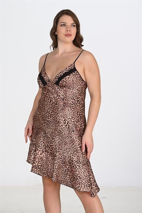 Aria's Closet Büyük Beden Leopar Gecelik 2105