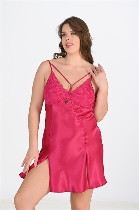 Aria's Closet 2'li Vişne Sabahlık Takımı Bigsize 6212