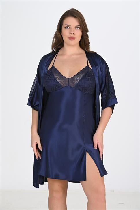 Aria's Closet 2'li Lacivert Sabahlık Takımı Bigsize 6215