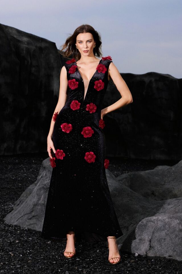 İTHAL Rose Eclat Derin Yaka Elbise