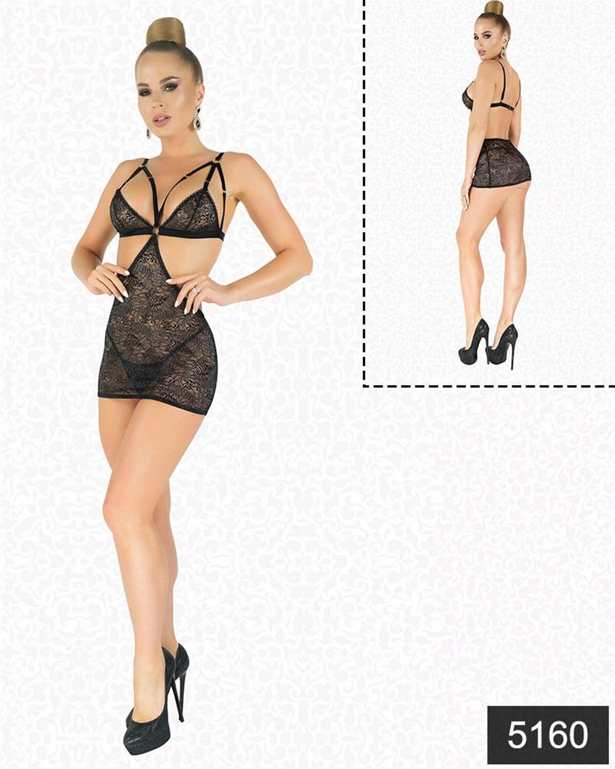 Aria's Closet Simli Likralı  Dantel Babydoll