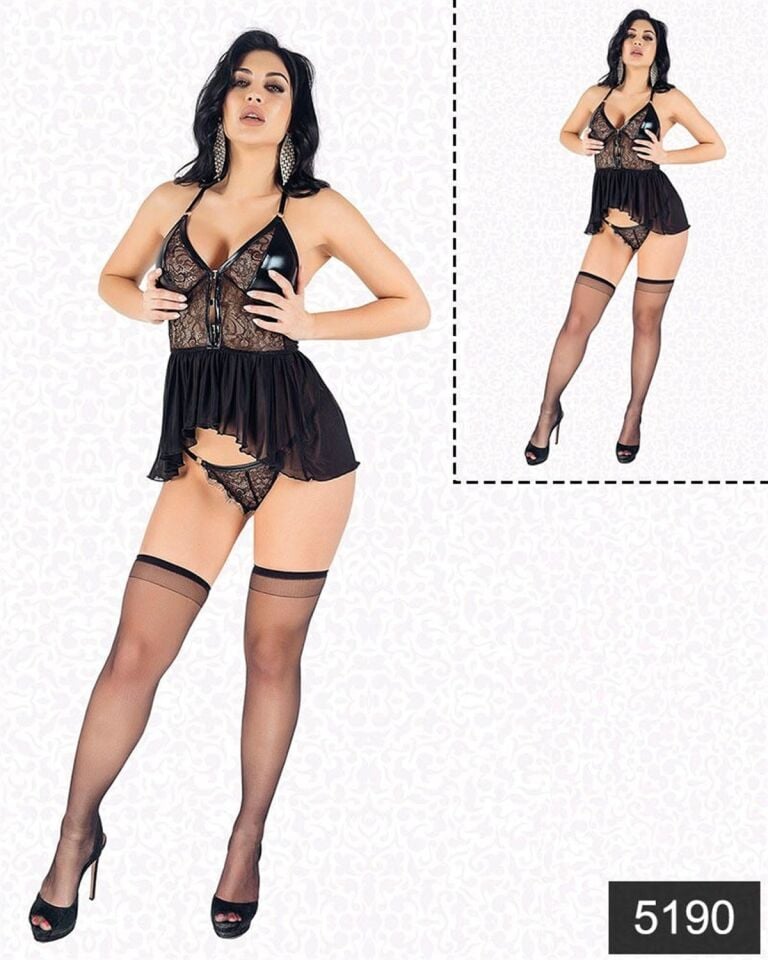 Aria's Closet Lateks Dantelli Babydoll