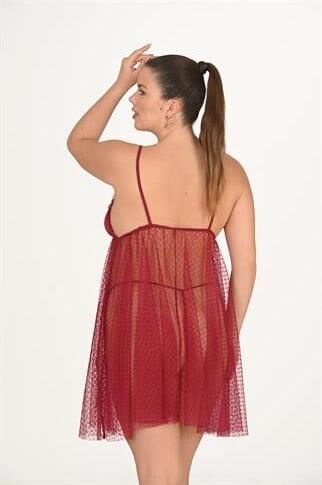 Aria's Closet Büyük Beden Bordo Gecelik 3045