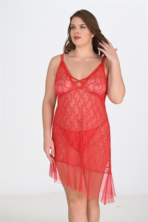 Aria's Closet Büyük Beden Kırmızı Gecelik