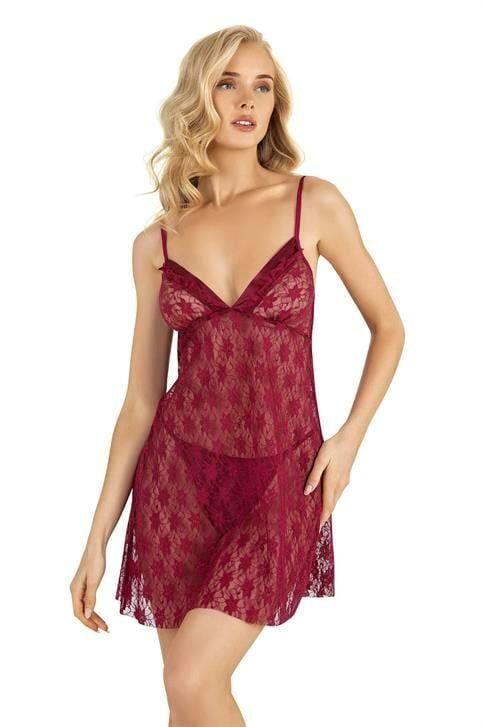 Aria's Closet Bordo Kısa Tül Gecelik 4220