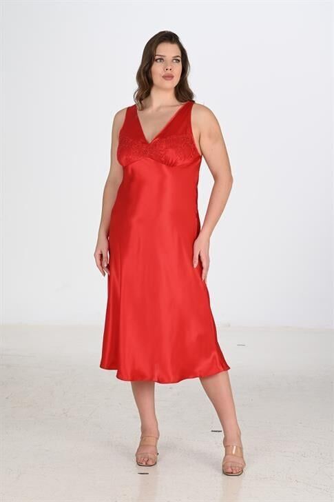 Aria's Closet 2li Kırmızı Sabahlık Takımı Bigsize 6226