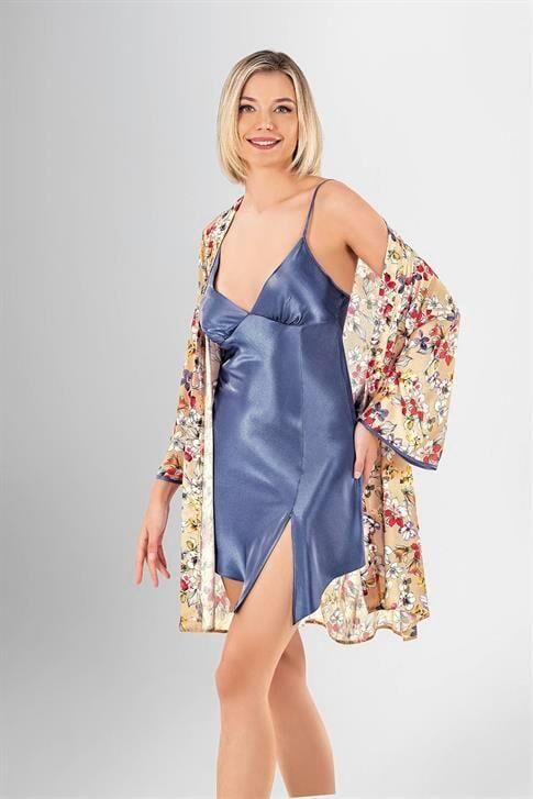 Aria's Closet 2 li Kısa Sabahlık Takımı Desenli