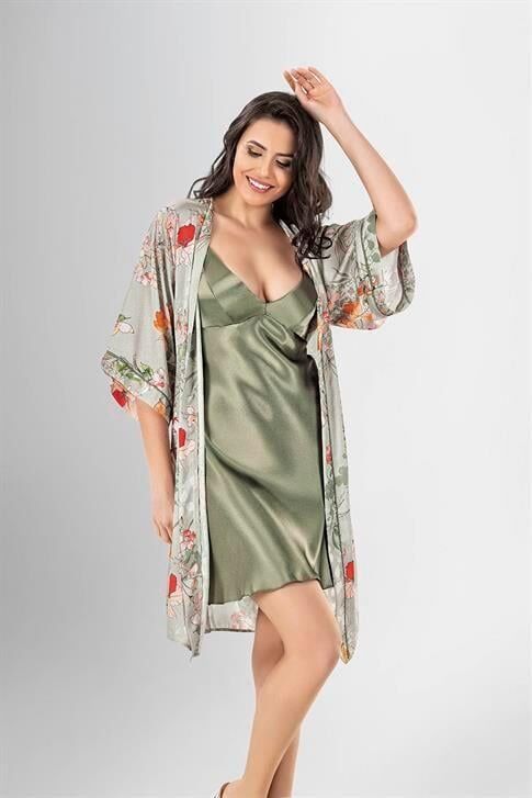 Aria's Closet 2 li Kısa Sabahlık Takımı Desenli