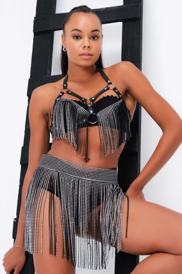 Göğüs Ve Etek Taş İle Süslemeli Fantezi Sexi Takım 800337