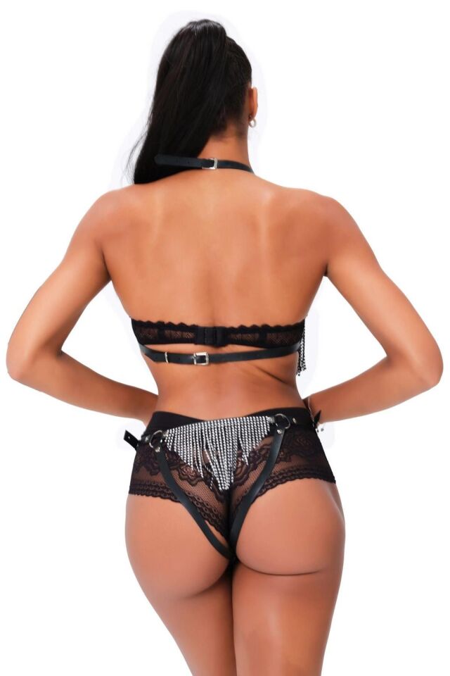 Taş Püsküllü Harnes Şık Fantezi Sexi Takım 800336