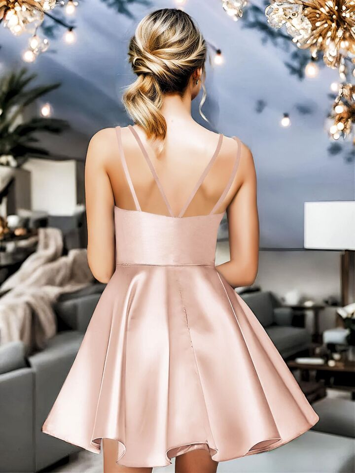 Aria's Closet Somon Askılı Fantezi Mini Elbise